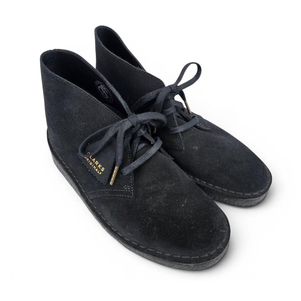 Clarks Originals Desert Coal Boot Black Suede Chukka Mens 8 Classic Crepe Casual